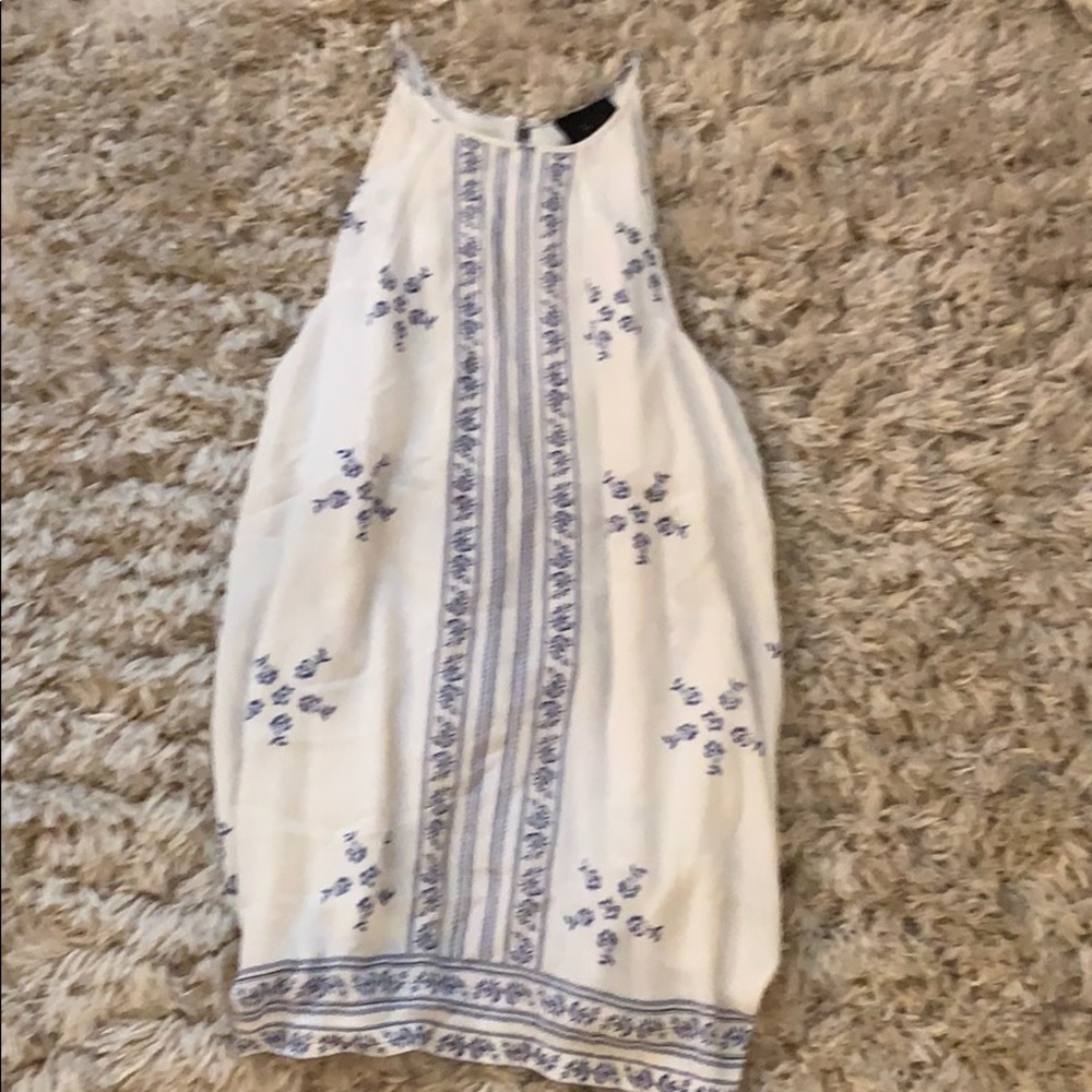 White and blue floral dress